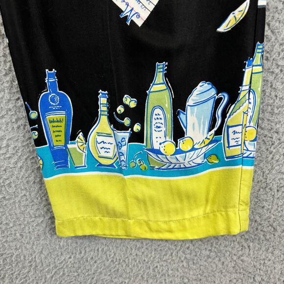 90s Novelty Pant Medium Artsy Ecclectic Retro AOP Wide Leg Crop Holly Lane VTG - Picture 4 of 15